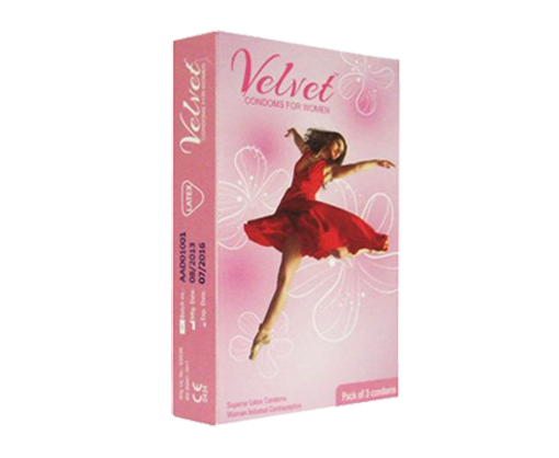 Velvet female condoms