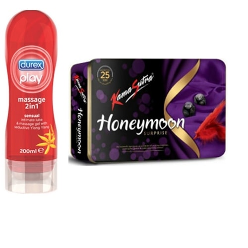 Durex massage gel and KamaSutra honeymoon pack