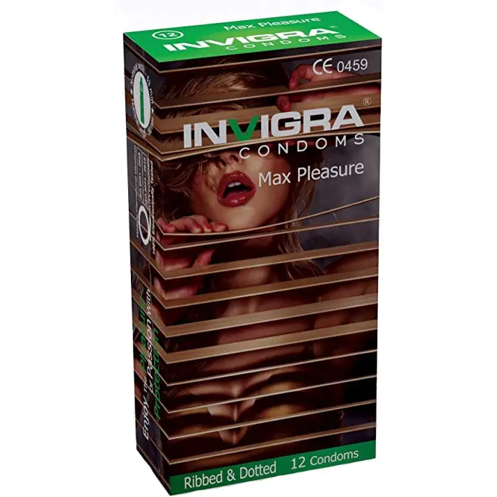 Invigra Max Pleasure - Ribbed and Dotted Condoms 12s Pack
