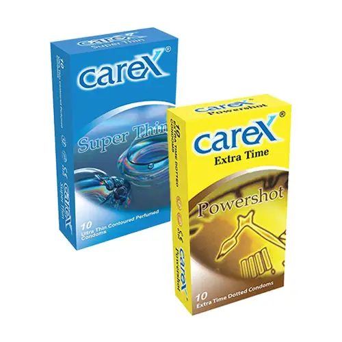 Small Size Condoms Combo Pack - Carex Super Thin & Extra Time Condoms