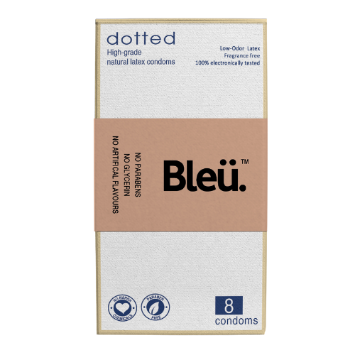 Bleu Organic Dotted Condoms - Natural Latex, Paraben-Free and Non-Toxic Codoms Pack of 8 Pcs