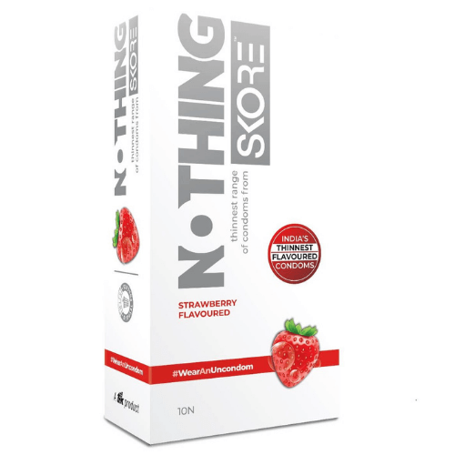 SKORE NOTHING - Thinnest Strawberry flavoured condoms - 10s