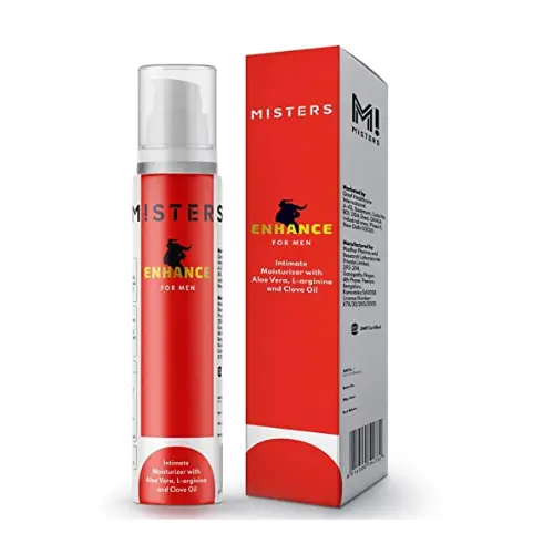 Misters Enhance Intimate Moisturizer Cream with Aloe Vera & L-arginine and Clove Oil for Men - 50g