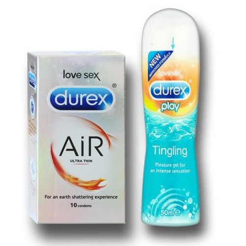 Durex Air Ultra Thin Condoms and Tingle Cooling Lube 50ml Combo Pack