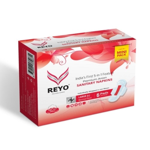 REYO Mini Pack - Large - 6 Anion Pads - 240mm for Normal Flow
