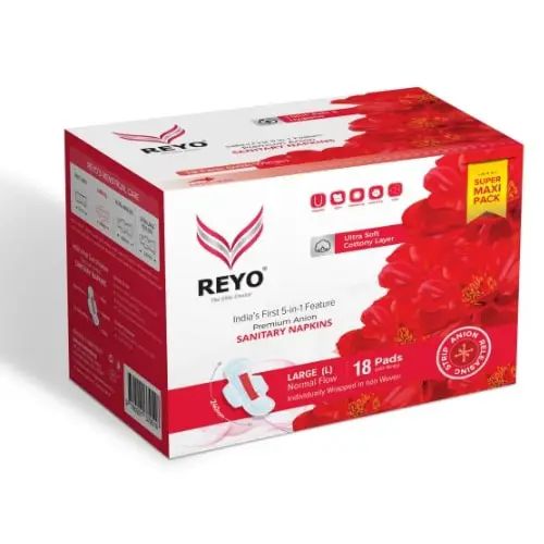REYO Super Maxi Pack - Large - 18 Anion Pads - 240mm for Normal Flow