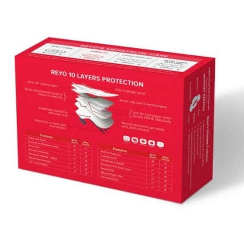 REYO Super Maxi Pack - Large - 18 Anion Pads - 240mm for Normal Flow