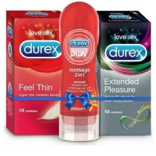 Durex Feel Thin and Pleasure Condoms with Sensual Lubes
