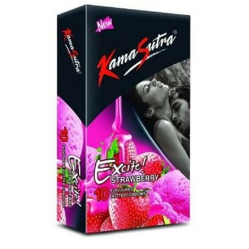 Kamasutra strawberry flavoured condom 10s pack
