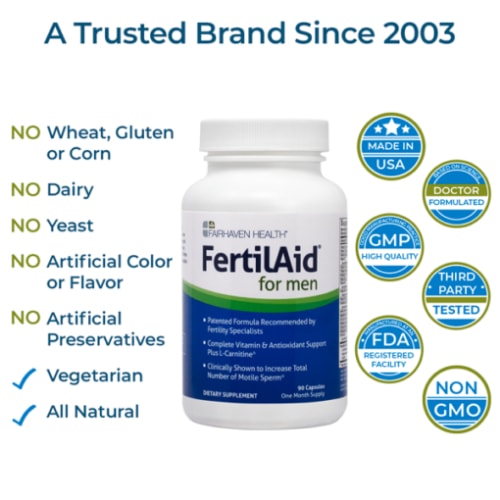 Fertilaid for Men - Male Fertility Supplements 90 capsules - Made in USA