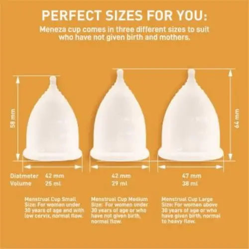 Meneza Menstrual Cup Medium Size - Made In USA - For women under 30 years  of age or who have not given birth